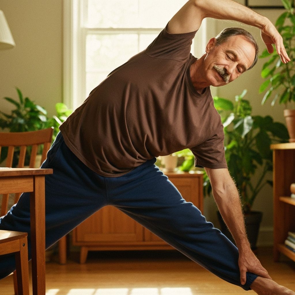 Person performing gentle forward fold stretch